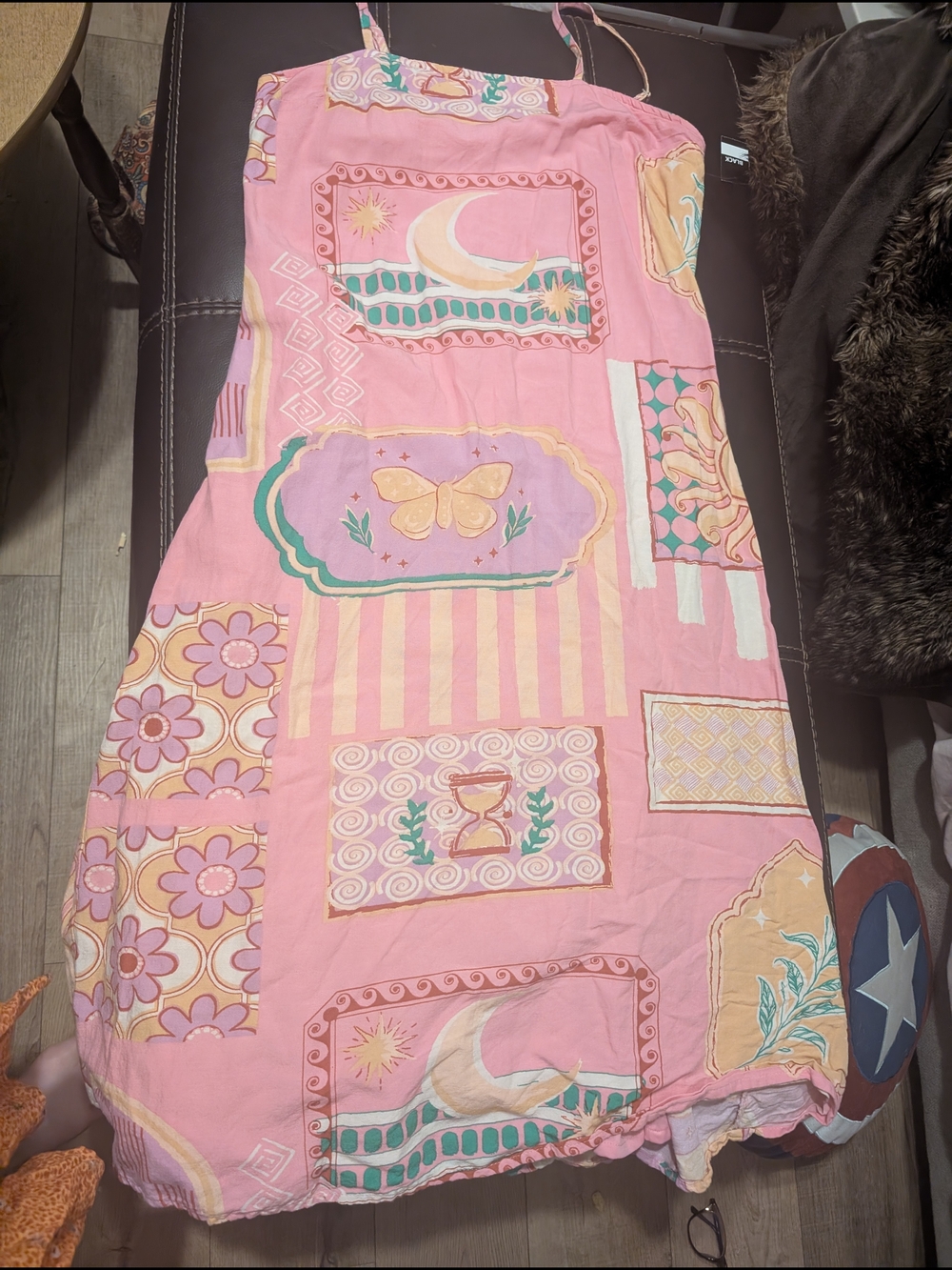 Papaya Pink Patchwork Print Midi Dress